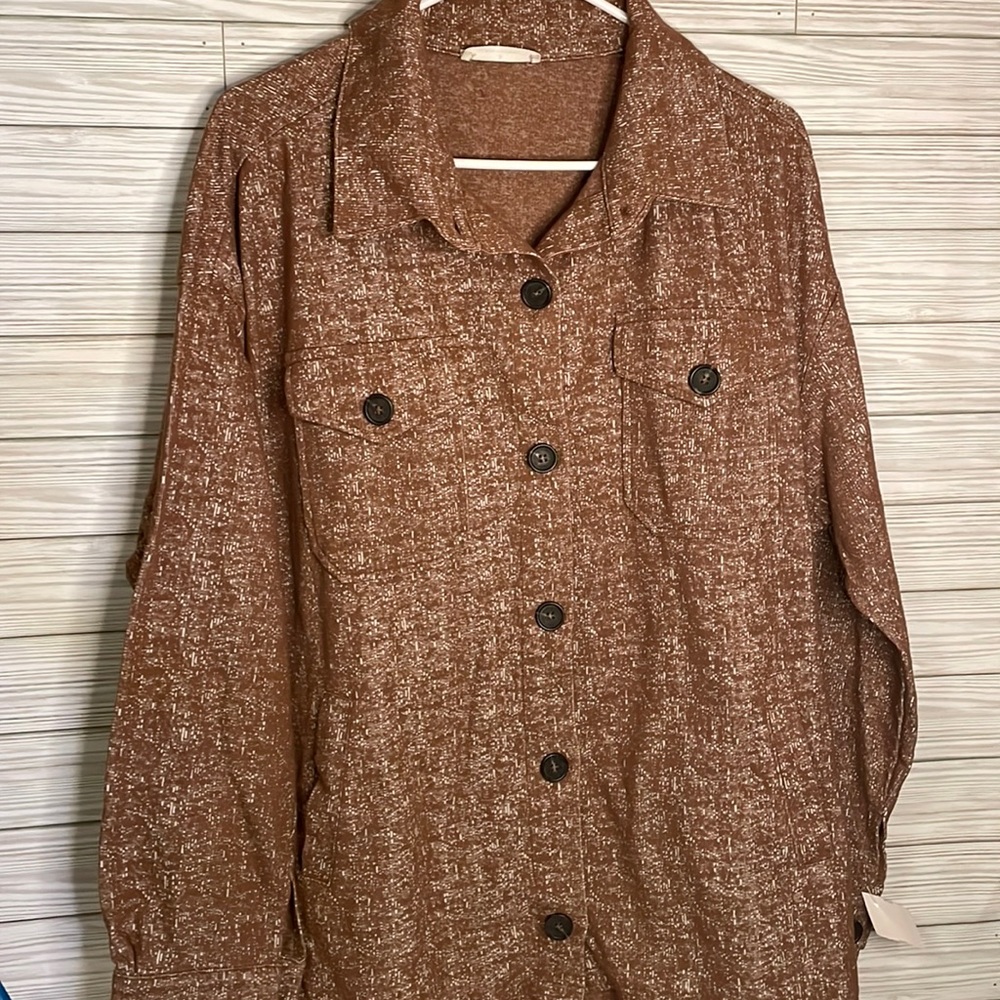 Zenana melange knit shacket size small with pockets